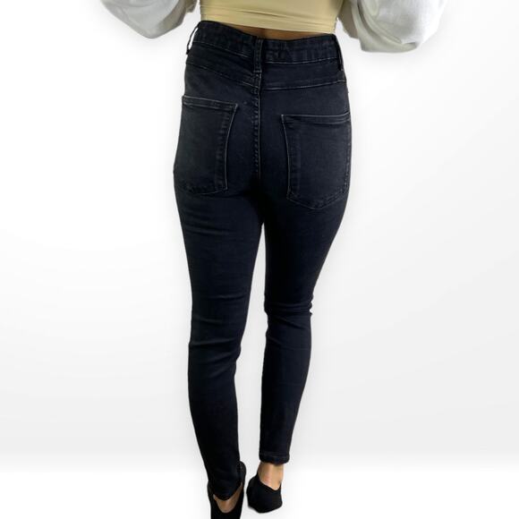 ZARA Black Stretch High Rise Skinny Tapered Leg Jeans - Picture 3 of 6